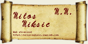 Miloš Mikšić vizit kartica